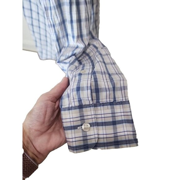 Vineyard Vines Shirt Whale Button Down White Plaid Slim Fit Men's Large - Picture 6 of 9